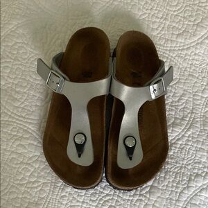 Silver and Brown Sandals with Buckle